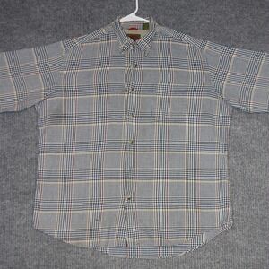 Vintage Boston Trader Shirt Mens L Plaid Button Up Short Sleeve Casual Fashion